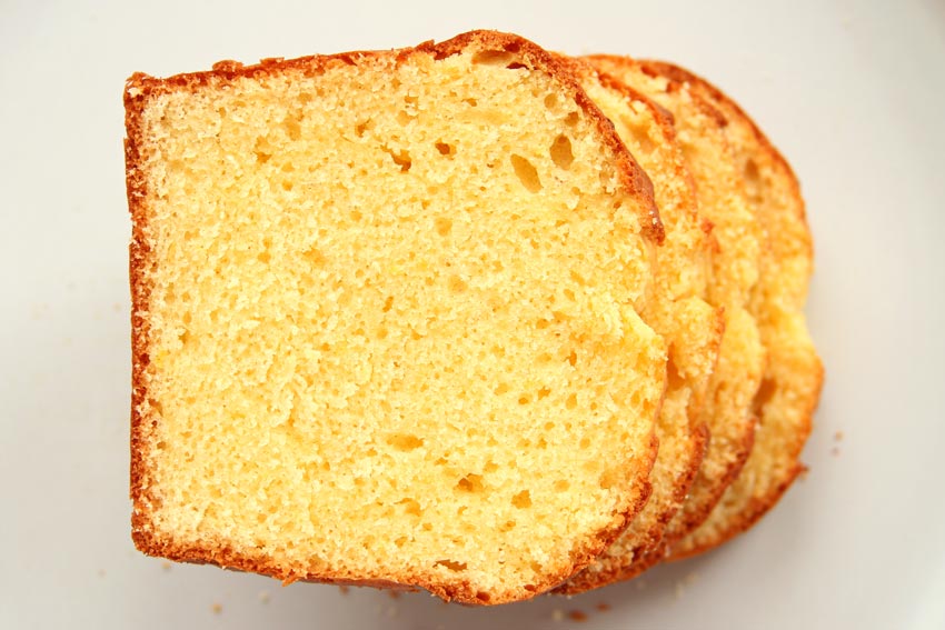 Slices of fluffy lemon loaf cake