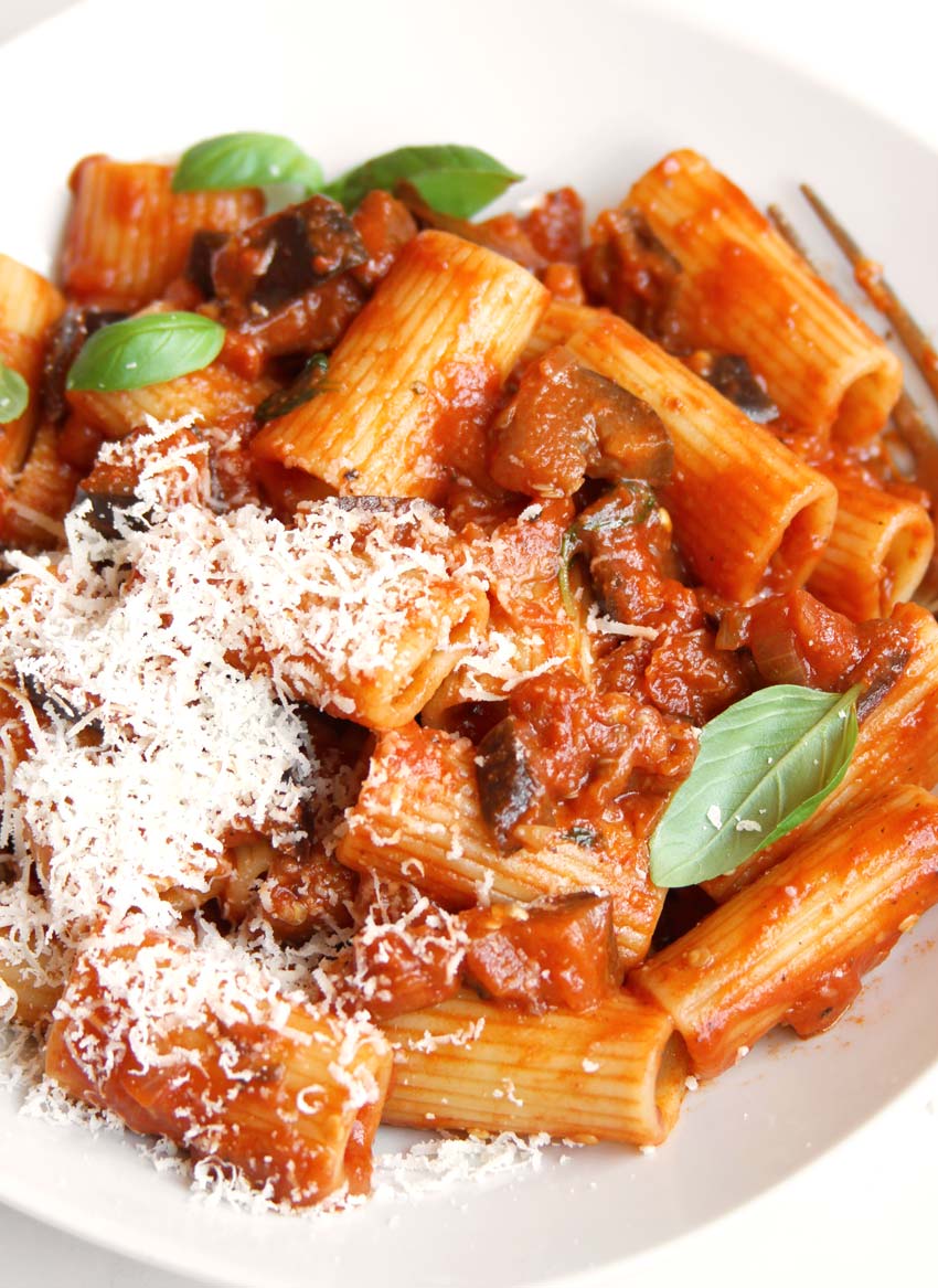 Pasta alla Norma with parmesan