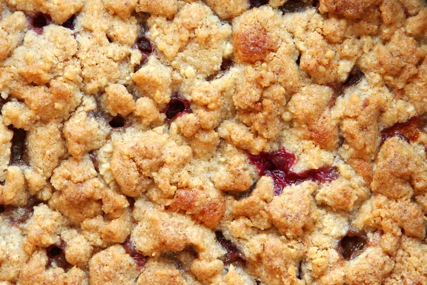 baked plum streusel cake